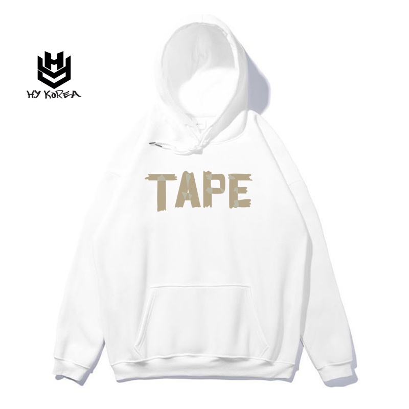 Áo Hoodie Oversize Form rộn HY KOREA, Áo nỉ chui đầu Unisex Tape DC290