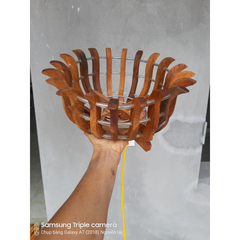 Chậu gỗ căm xe trồng lan siêu bền f 25cm