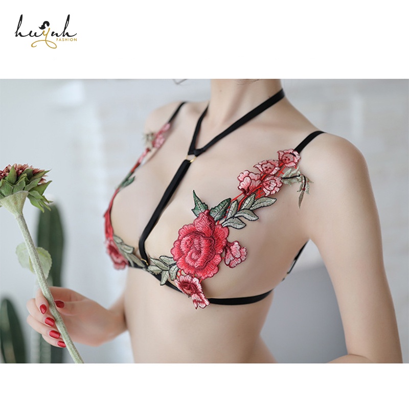 Bộ Đồ Lót Gợi Cảm Thêu Hoa Hồng Nổi Sexy - C21