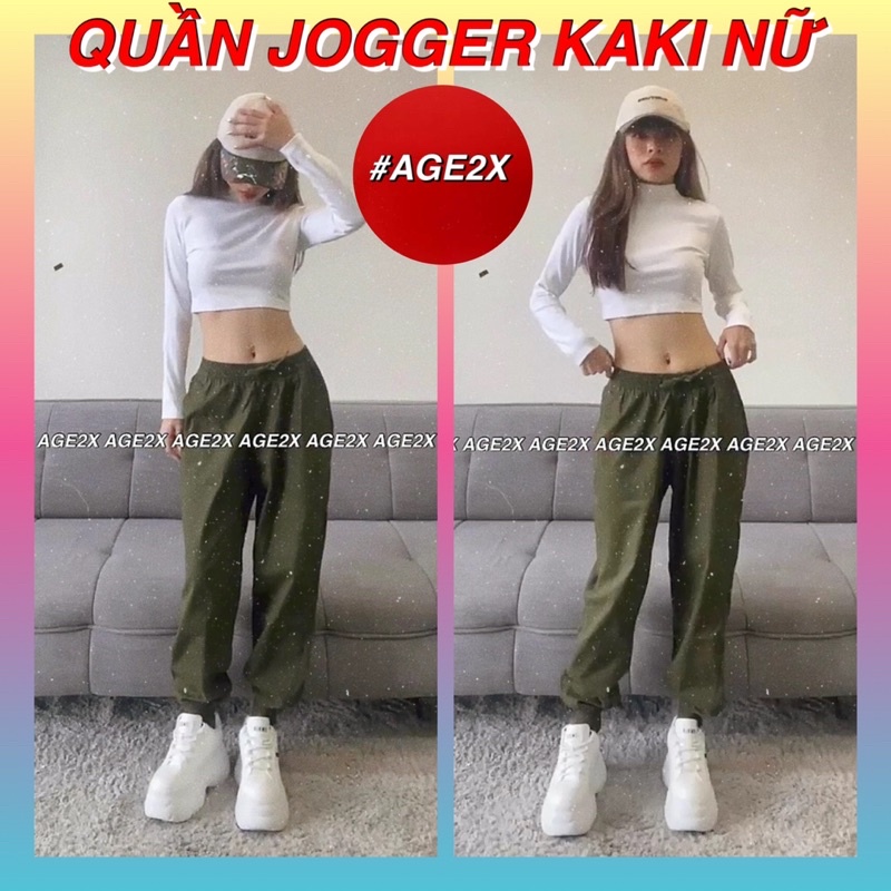 ĐỢT CUỐI 🔥 Quần Jogger Kaki nữ AGE2X co giãn tốt, chất kaki cotton wash mềm xịn, siêu thấm, siêu bền bỉ, hàng vnxk | BigBuy360 - bigbuy360.vn