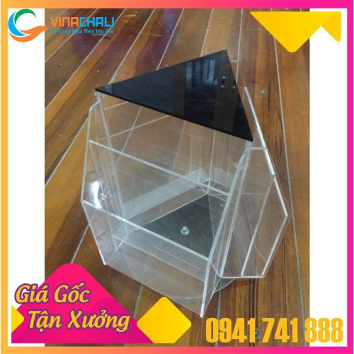 Kệ Mica Xoay 3 Mặt Đựng Tờ Rơi 6 Ngăn A4 A5 A6 - Kệ đựng tờ rơi xoay 3 mặt