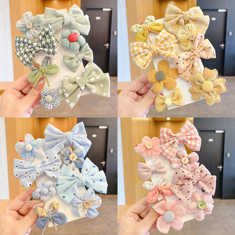 Set 8 Kẹp Tóc Nơ Thời Trang Hàn Quốc Cho Bé Gái
