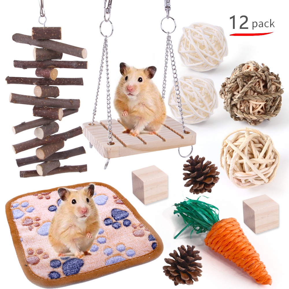 Bộ Đồ Chơi Mài Răng Bằng Gỗ Cho Chuột Hamster / Thỏ