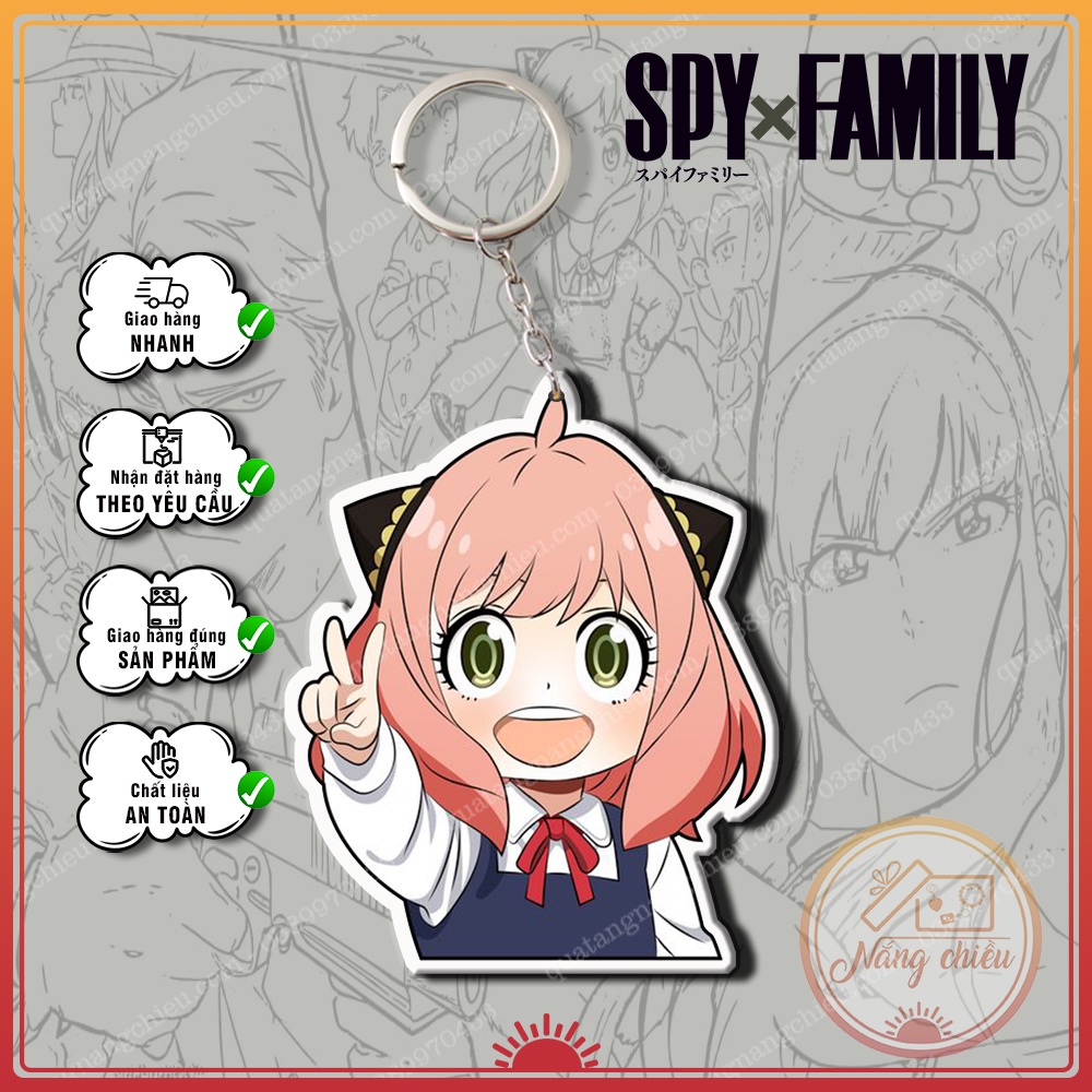 Móc khóa Anya Forger, Dày In Sắc Nét 2 Mặt với vô vàn biểu cảm Anime Spy X Family ☘️Quà Tặng Nắng Chiều☘️