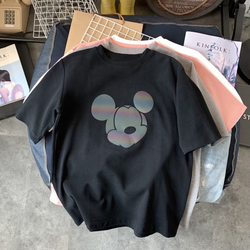 Áo thun ngắn tay in hoạt hình chuột Mickey phong cách Hàn Quốc