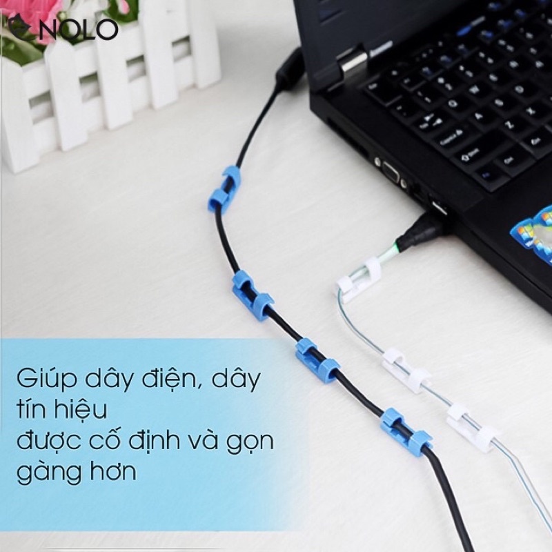 Combo 20 Nẹp Dây Điện Dây Sạc Dây Tín Hiệu Dán Tường Cố Định Chất Liệu Nhựa ABS Băng Dính Rời