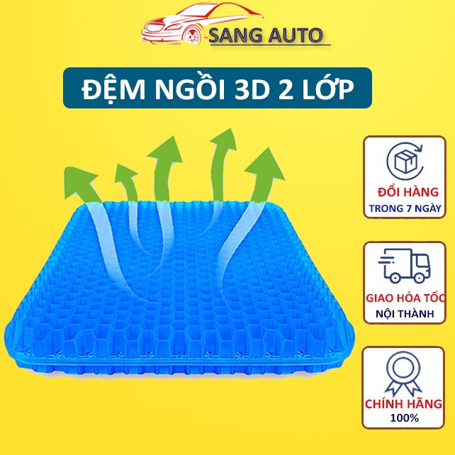 Đệm Ngồi 3D - Đệm Lót Ghế Ngồi Silicon Thoáng Khí, Chống Mỏi, Đàn Hồi Tốt