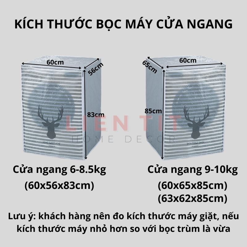 Áo trùm máy giặt cửa ngang cửa trên loại dày chống bụi chống nước, vỏ bọc máy giặt 7 8 9 10kg che phủ kín thân máy