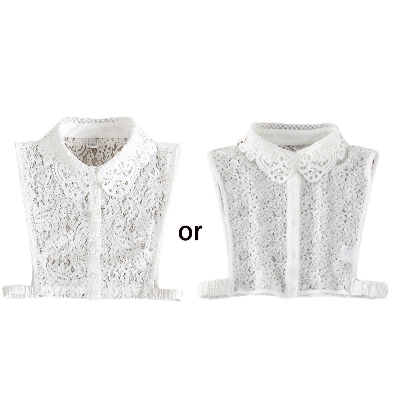 Áo Sơ Mi Ren Hoa Rỗng Giả Cài Nút Có Thể Tháo Rời Thời Trang Hàn Quốc Cho Nữ