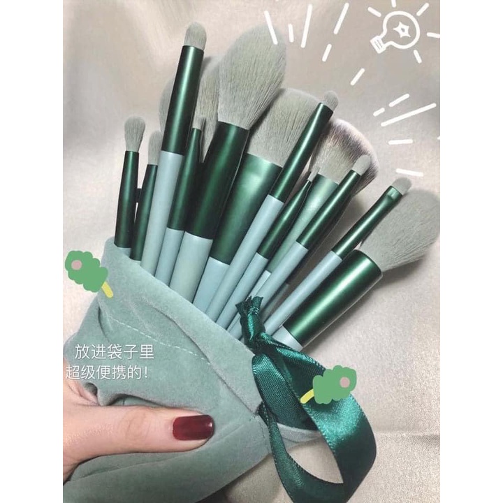 Bộ cọ trang điểm FIX 13 cây tiện lợi, màu nhã nhặn (MÀU XANH)