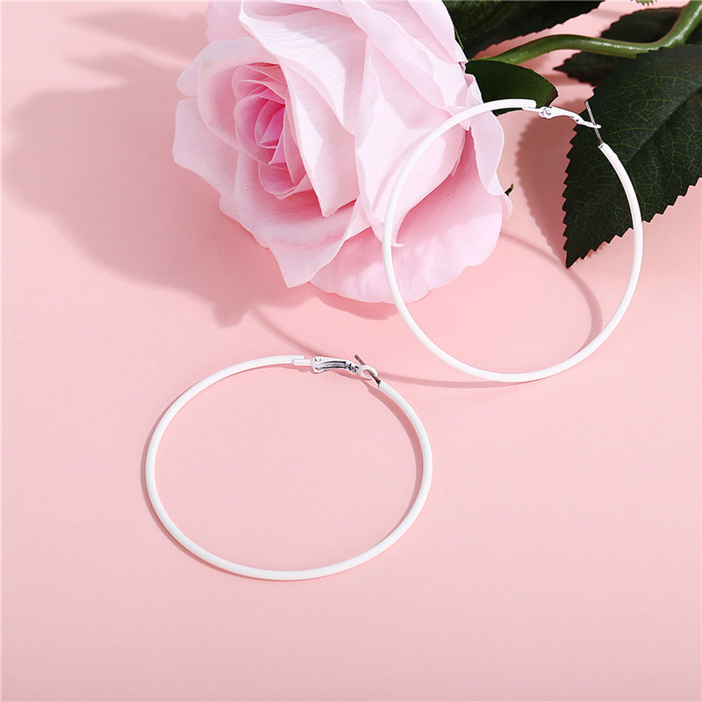 6cm Hoop Loop Earing Not Allergic Candy Color Big Circle Dangle Earing Women Simple Fashion Jewelry Accessories