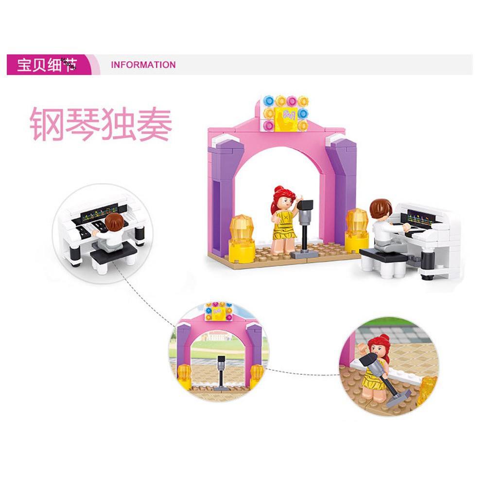 [Lego con gái ] Đồ chơi lego dành cho bé gái ⚡ Ảnh thật ⚡ Bộ Lắp Ráp lego Sân Khấu Nhạc Piano Sluban M38-B0521 (109Mảnh)