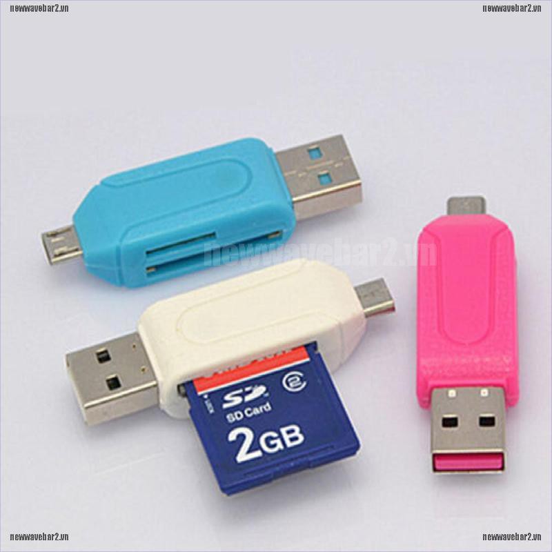 Set 2 Đầu Đọc Thẻ Nhớ Micro Usb Otg Tf / Sd