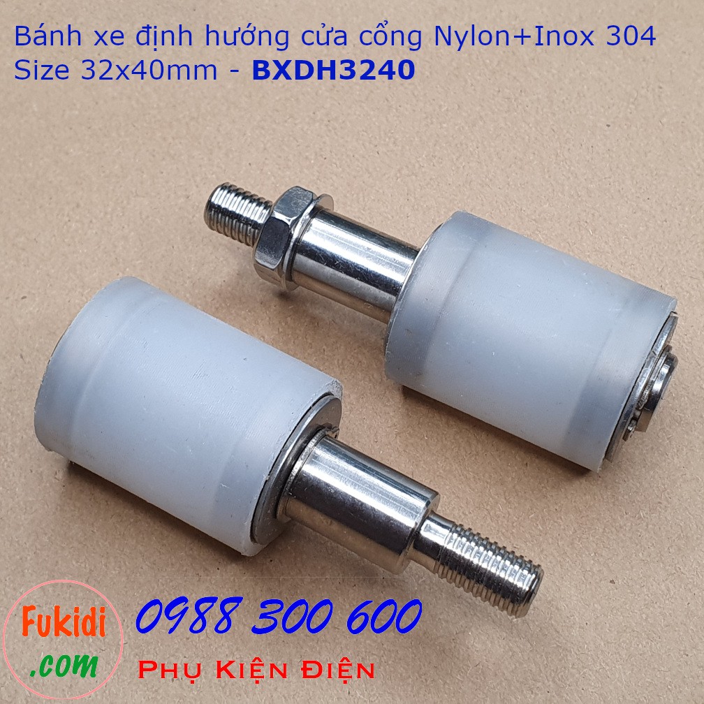 Bánh xe định hướng cửa cổng, chất liệu nylon và inox 304 size 32x40mm - BXDH3240