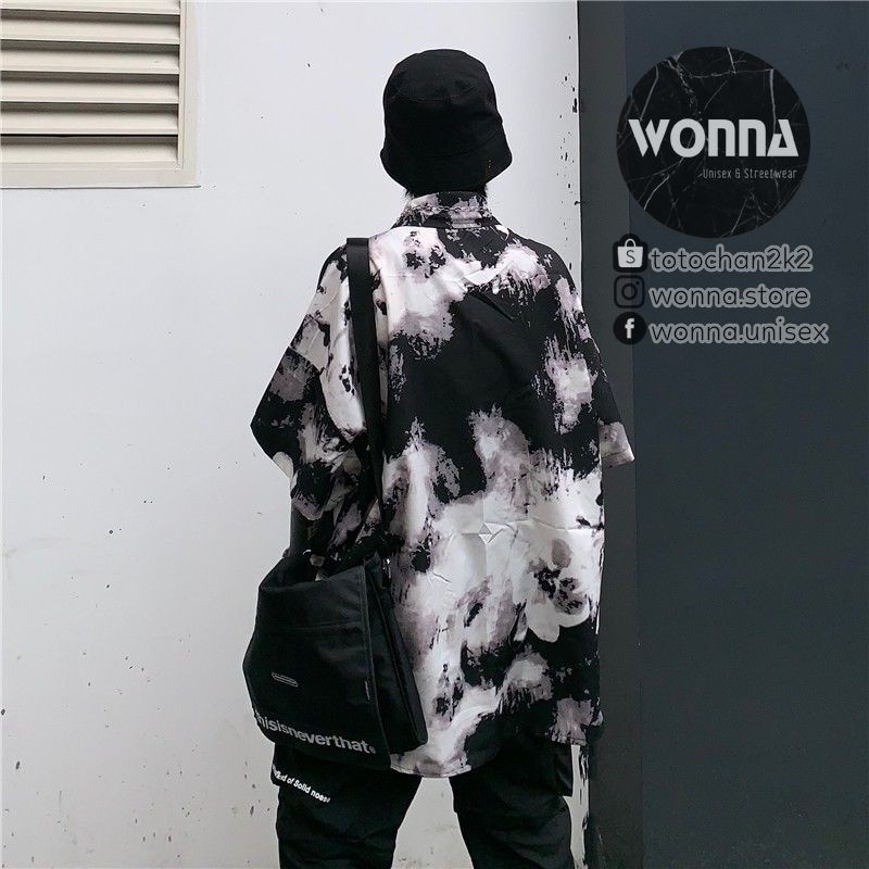 (ORDER) {Ảnh thật 5 ảnh cuối} Áo sơ mi tie-dye màu loang dark storm - ulzzang oversize form rộng unisex Hàn | BigBuy360 - bigbuy360.vn