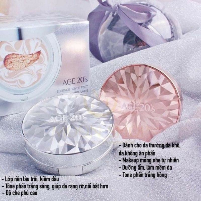 PHẤN NỀN LẠNH KIM CƯƠNG AGE 20'S ESSENCE COVER PACT ORIGINAL SPF 50+/PS+++ I CHÍNH HÃNG HÀN QUỐC