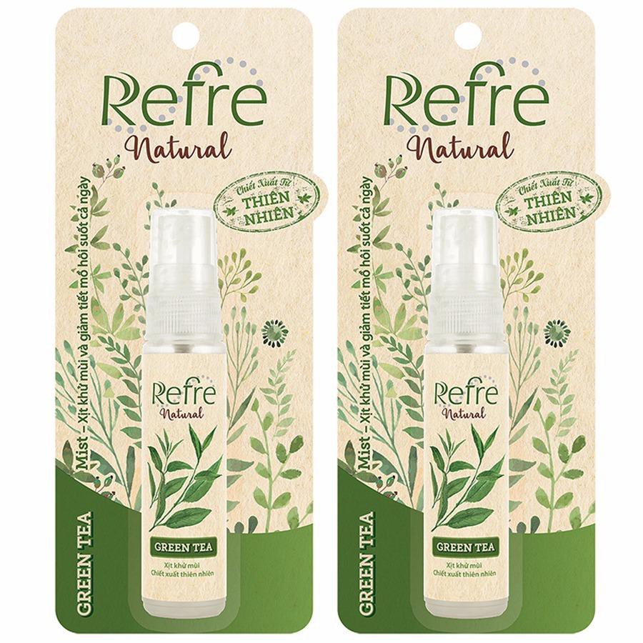 Combo 2 chai Xịt khử mùi Refre Natural Green Tea (Hương trà xanh) 30ml