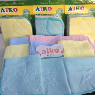 Khăn sữa 2 mặt lông xô cao cấp aiko - hộp vỉ 8 cái