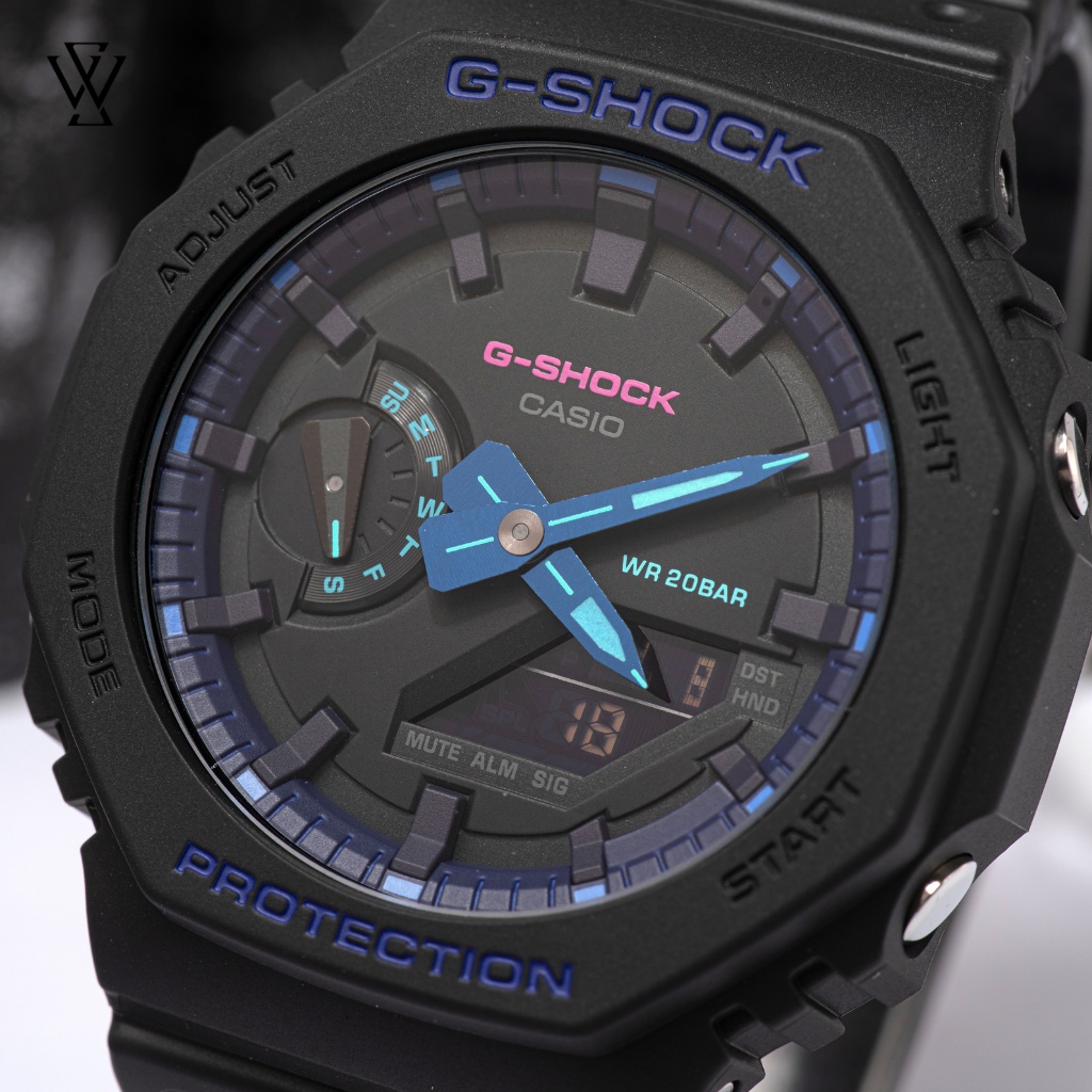 Đồng Hồ Quartz Nam Casio G-Shock GA-2100VB-1ADR Thiết Kế Mặt Kính Khoáng 45.4mm, Dây Cao Su Và Vỏ Nhựa Bền Bỉ