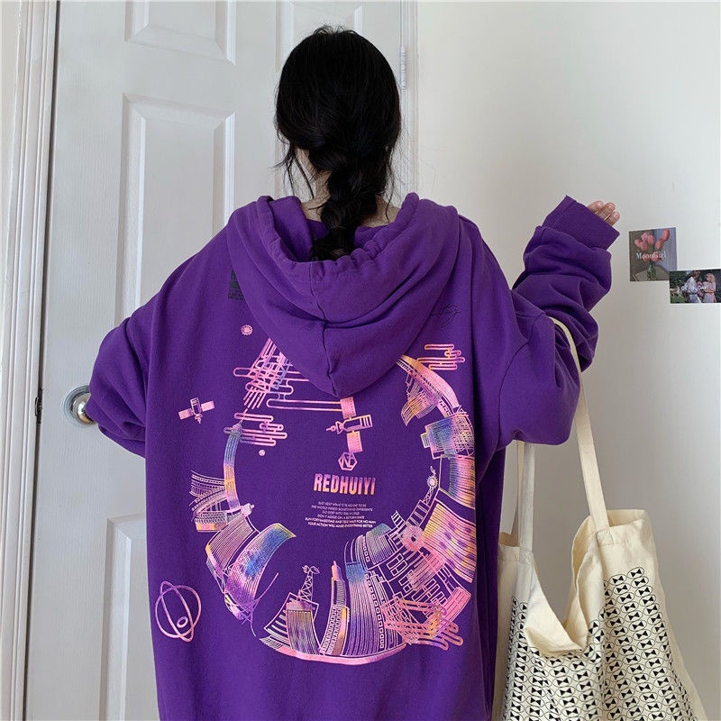 Áo Hoodie Dáng Rộng Chất Liệu Cotton Mỏng Thời Trang Xuân Thu Cho Nữ