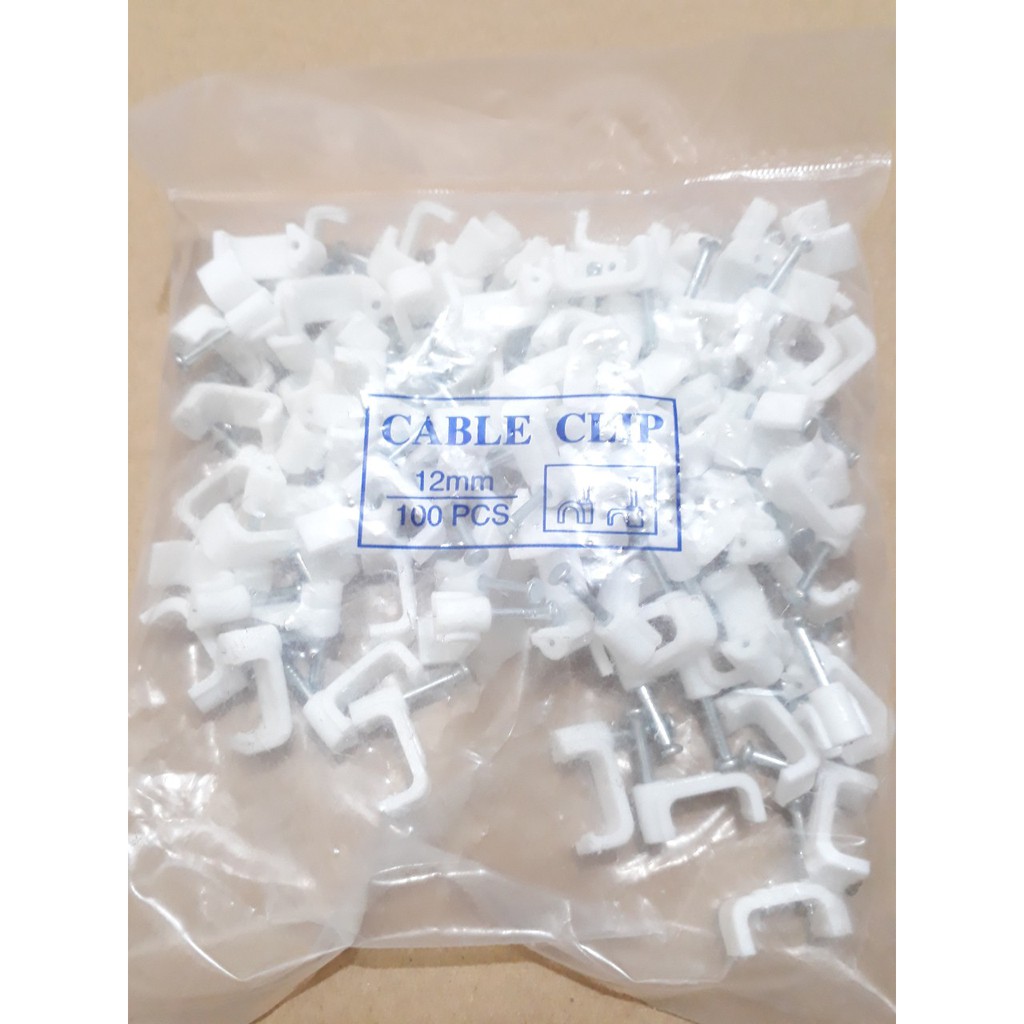 Nẹp dây vuông F12mm. 1 gói gồm 100 cái