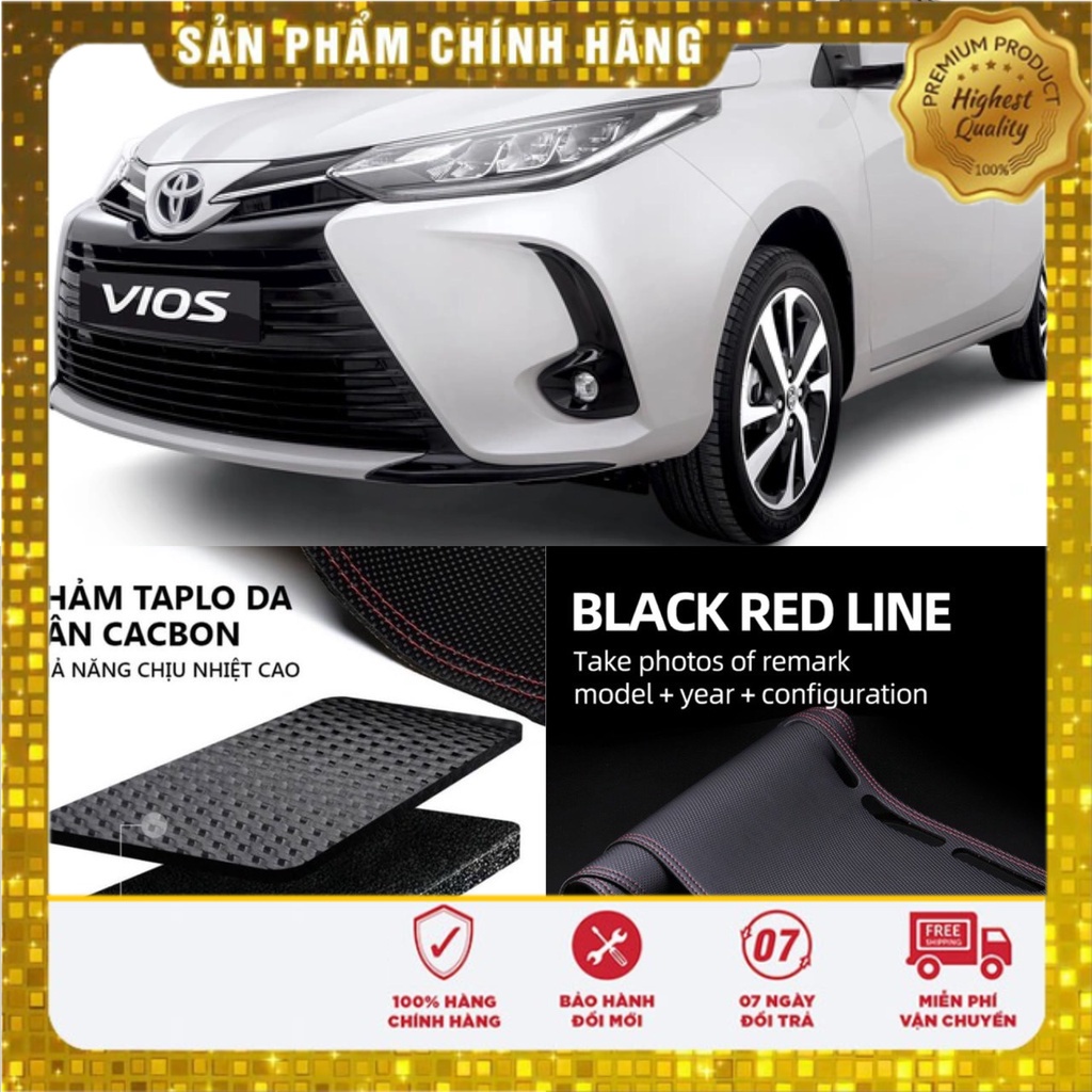 Thảm Taplo Xe Toyota Vios 2005-2022 Các Đời Xe Da Cacbon 3 Lớp Chống Trượt