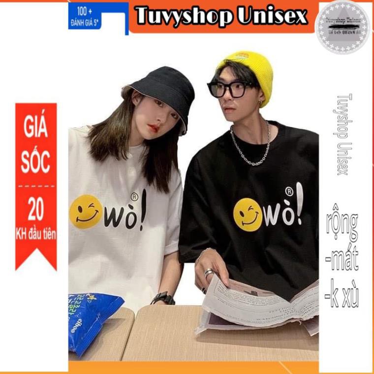 Áo thun nữTUVYSHOP Áo đôi mặt cười WO HD6 cotton co giãn mát hút mồ hôi in 3D-áo thun hai màu đen trắng 3 size S M L