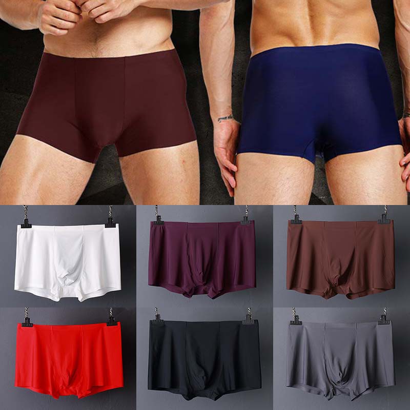 Quần Lót Boxer 3D Bằng Lụa Lạnh Không Đường May Chống Vi Khuẩn Size L-XXXL Dành Cho Nam