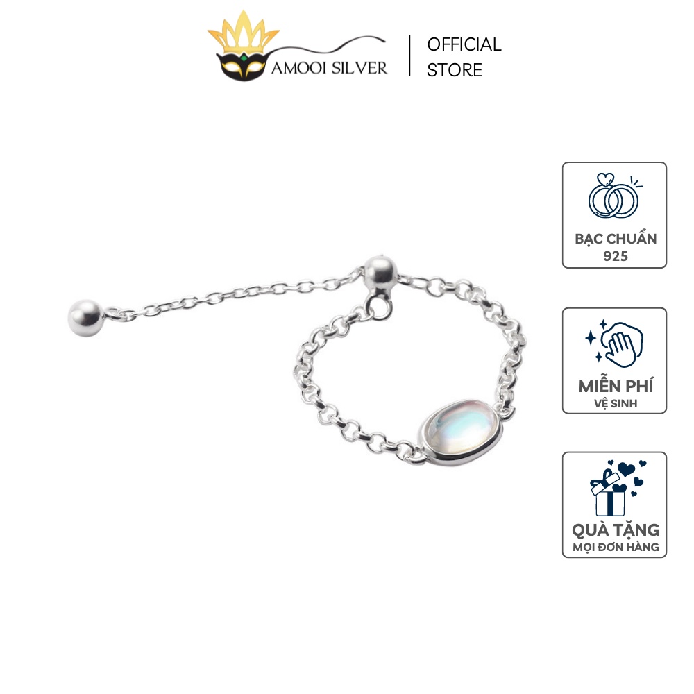 Nhẫn bạc S925 freesize opal dây rút - Amooi Silver AN97