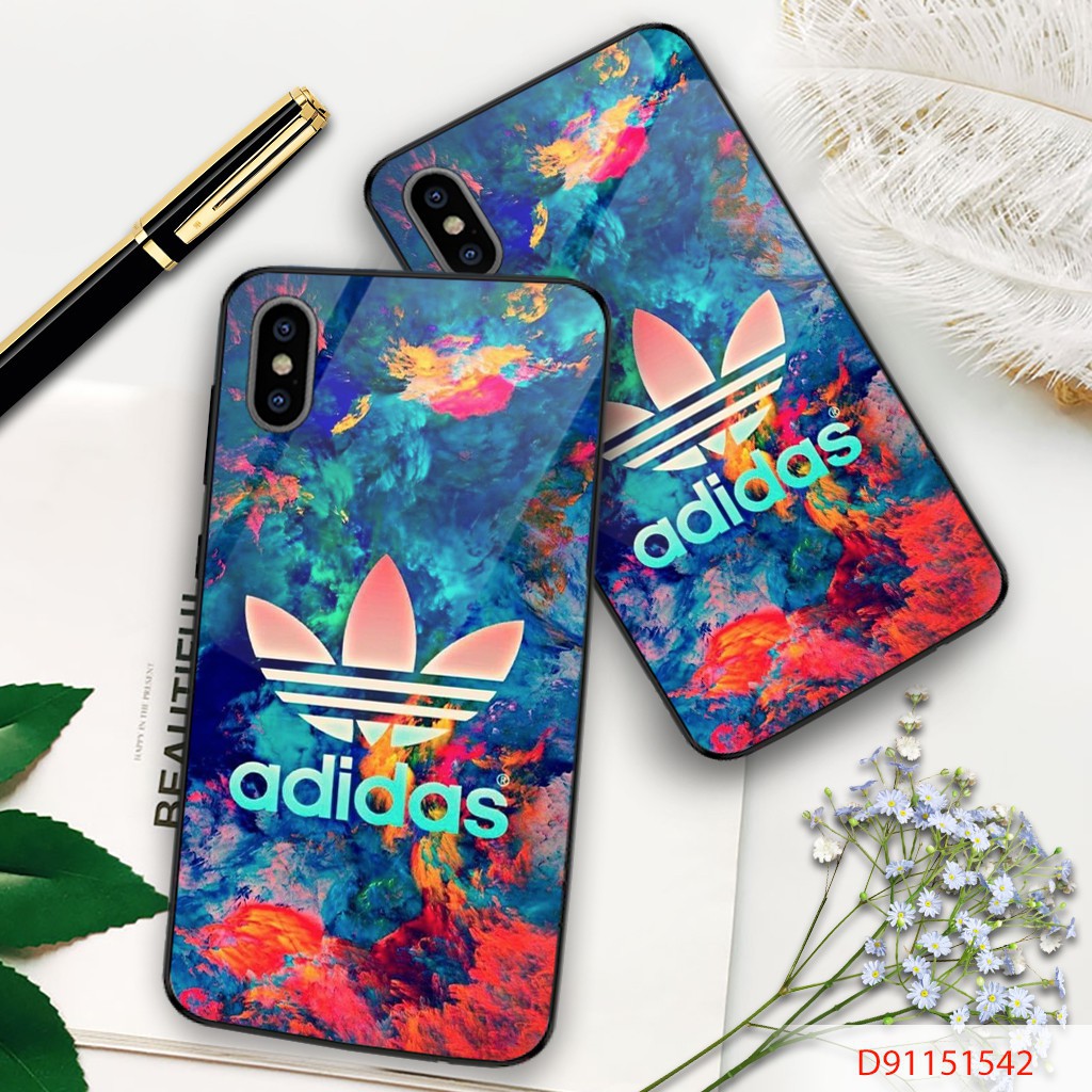 [HOT] ỐP LƯNG TRÁNG GƯƠNG KÍNH CƯỜNG LỰC IPHONE, SAMSUNG ADIDAS NỀN MÀU SẮC