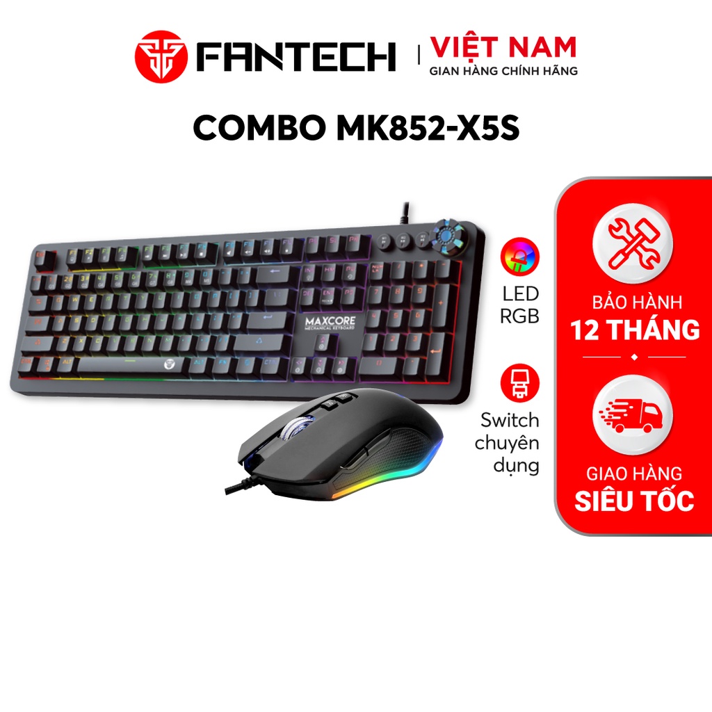 Combo FANTECH Popular Phím Cơ MK852 + Chuột Gaming X9/X4s/X5s - Hàng Phân Phối Chính Hãng