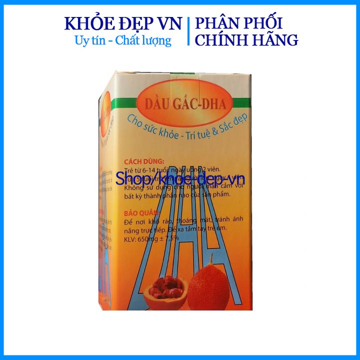 Dầu DHA Gấc nguyên chất bổ sung thêm DHA – Hỗ trợ giảm lão hóa, nâng cao sức đề kháng, tăng cường thị lực – Hộp 100 viên