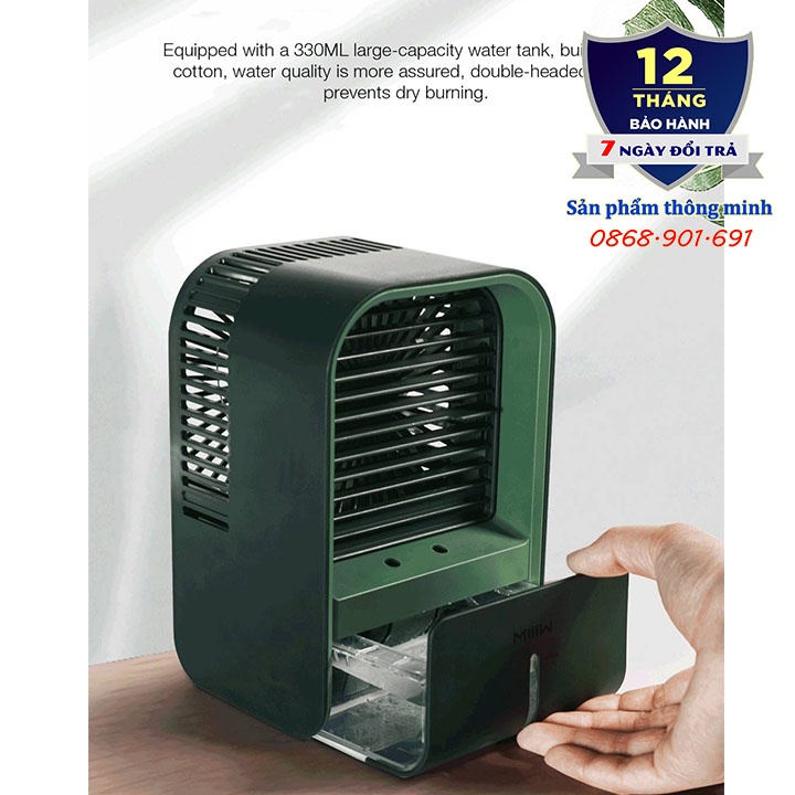 Quạt điều hòa tích điện mini Xiaomi Youpin MIIIW LJQ-122 - Pin 4000mAh - 10h sử dụng - Quạt đá lạnh 330ml