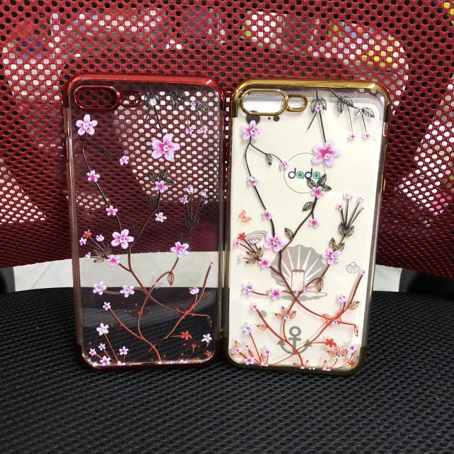 Ốp Iphone 7plus/8plus dẻo viền xi màu in hoa