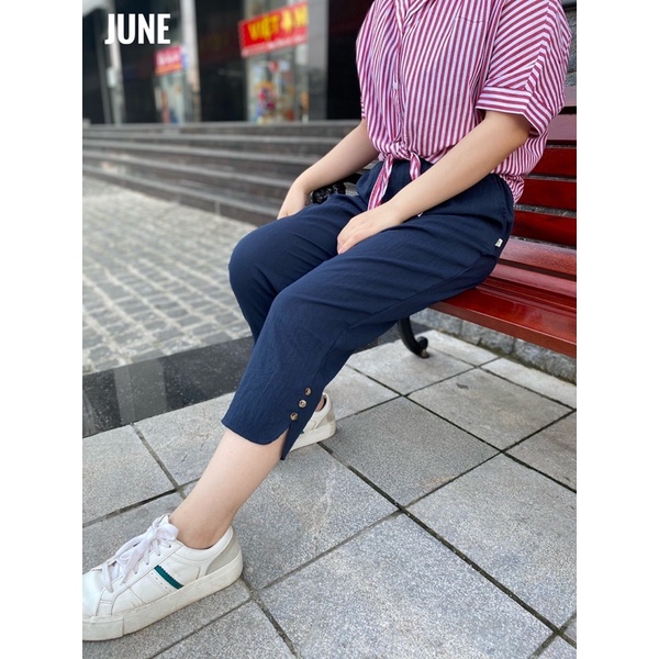 Quần Đũi Linen dáng lửng gấu khuy