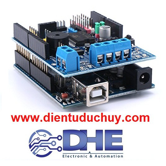 Module driver mạch cầu H điều khiển động cơ DC/động cơ bước - L298P, giao tiếp Shield với Aduino