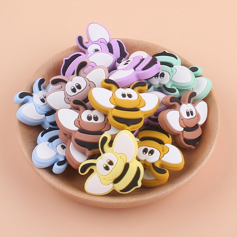 1 Đồ Chơi Hạt Silicon Không BPA Hình Chú Ong Hoạt Hình Dành Cho Bé Mọc Răng DIY
