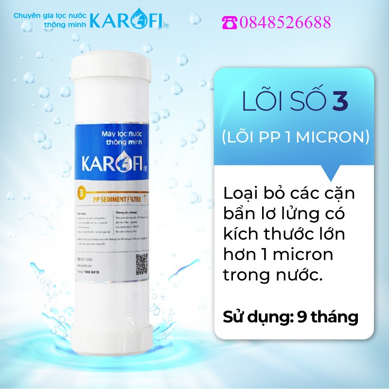 Lõi lọc nước số 3 Karofi- Lõi PP1 Micron- hàng chính hãng Karofi