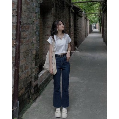 Quần Jeans dáng xuông dáng dài