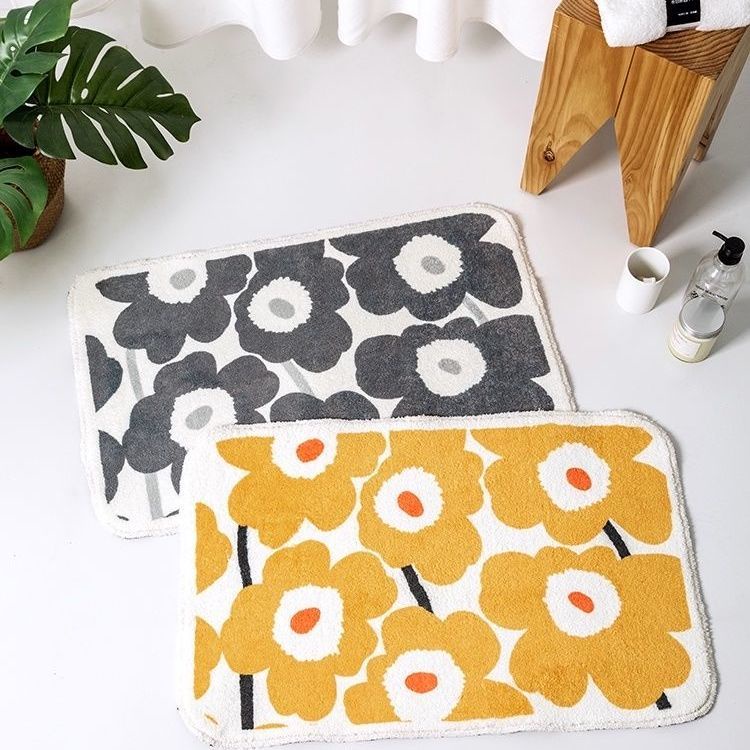 Thảm Chùi Chân Chống Trượt Thấm Hút Tốt In Họa Tiết Hoa Xinh Xắn Trang Trí Nhà Cửa