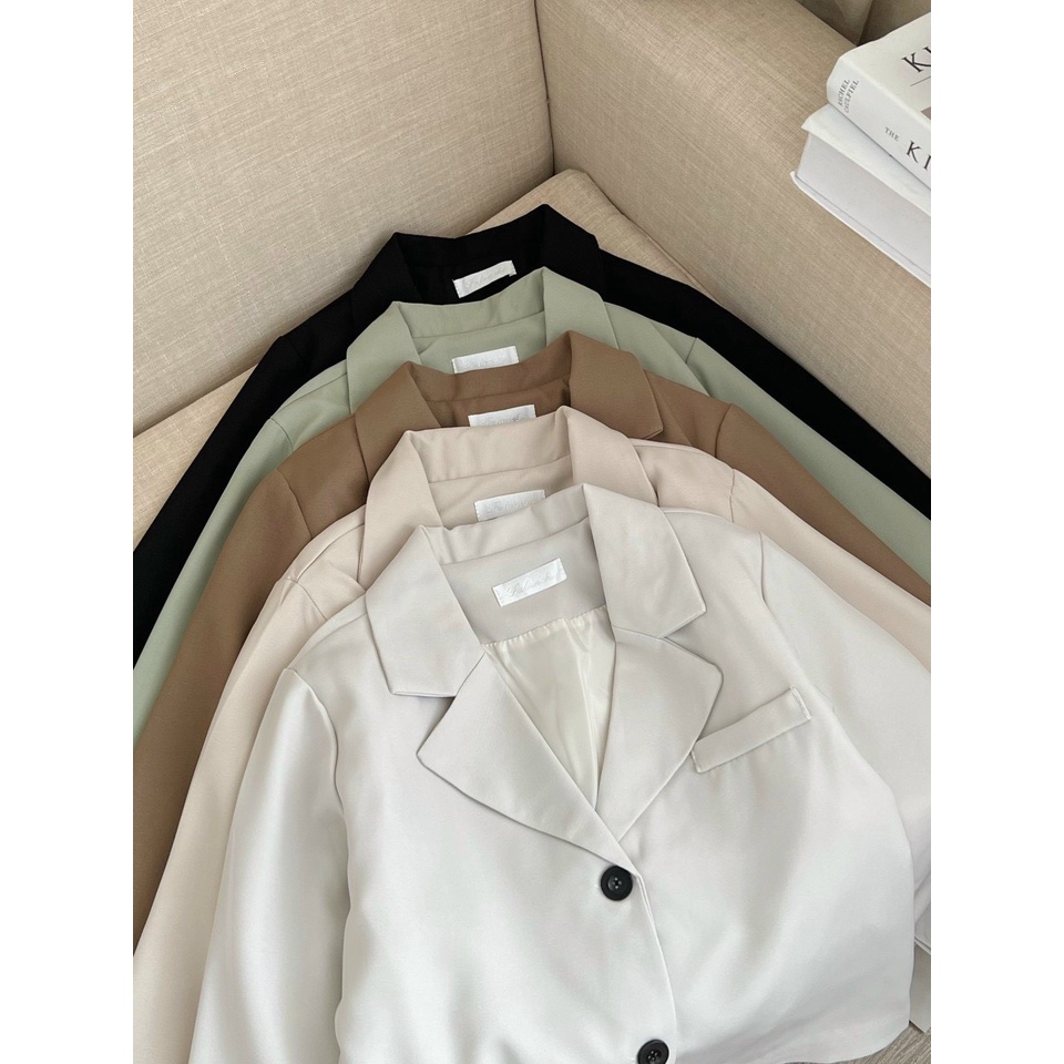 Áo blazer dài tay dáng croptop cúc tay, áo khoác blazer 2 lớp Hàn Quốc