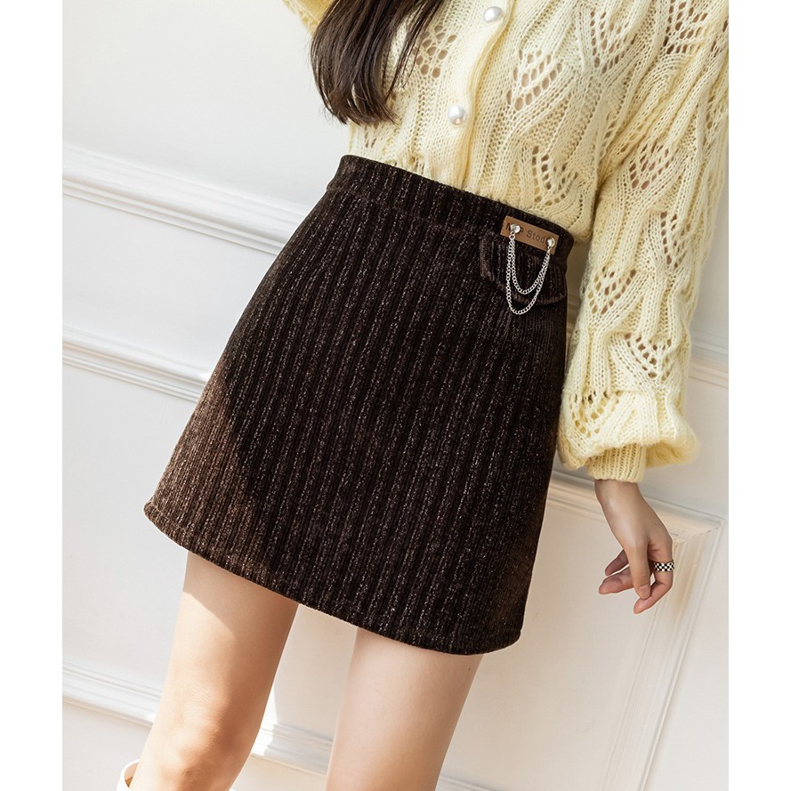 Chân váy nhung lưng cao dáng chữ A màu đen nâu size SML - Sogeum.store | BigBuy360 - bigbuy360.vn