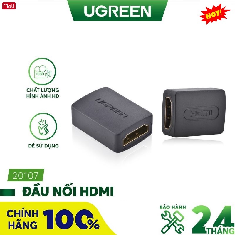 Đầu nối dài HDMI to HDMI (2 đầu cái) UGREEN 20107 - Hàng Chính Hãng Bảo Hành 18 Tháng