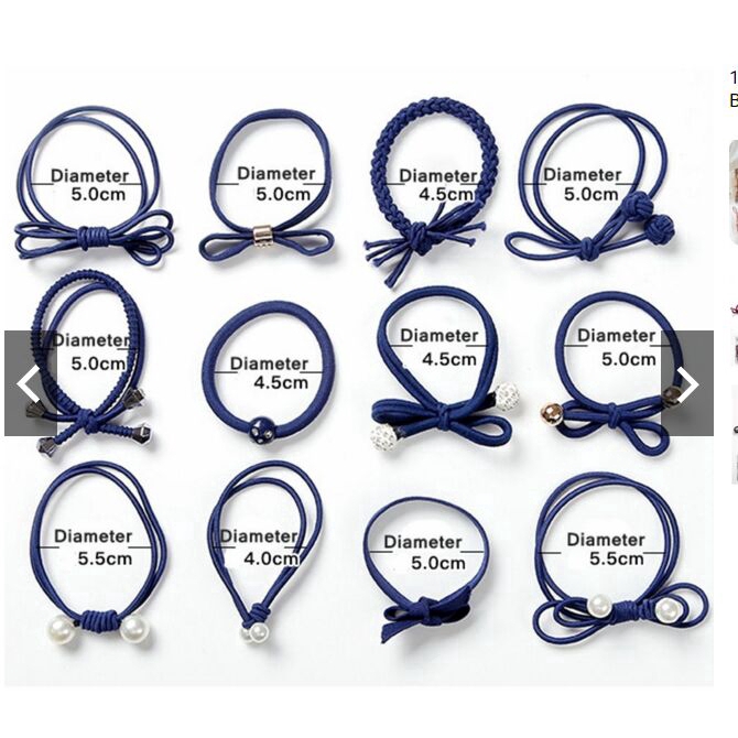 Bộ 12 dây cột tóc đính nơ co giãn cho nữ