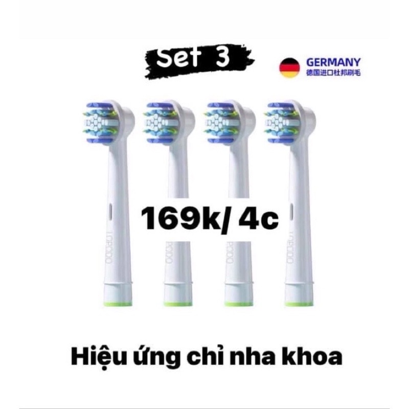 Set 4 đầu bàn chải phù hợp dòng máy Oral B tặng kèm tăm nha khoa