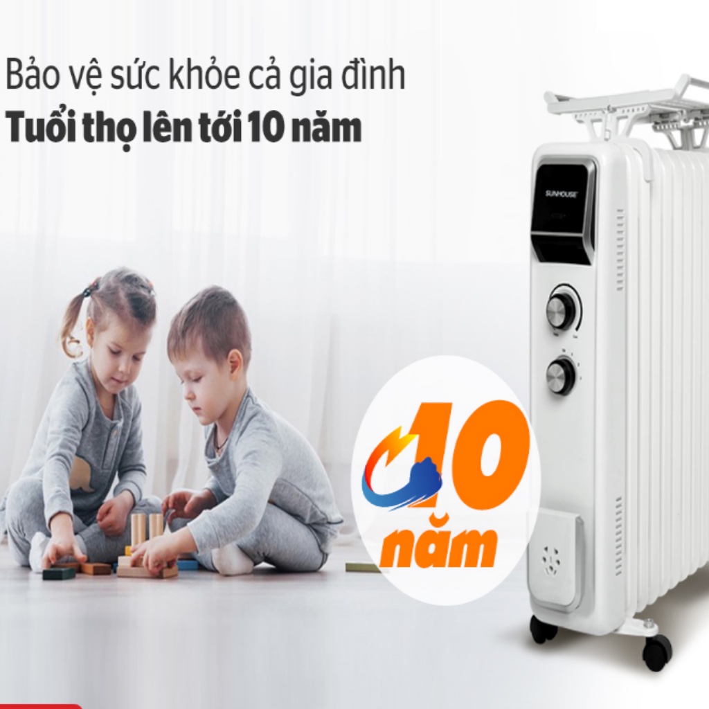 Máy sưởi dầu SUNHOUSE 13 lá SHD7084 Công suất 2400W Bảo hành 12 tháng  + tặng dao làm bếp màu đen