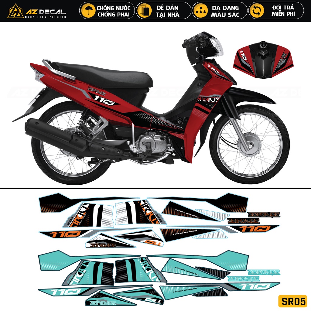 Tem Sirius RC Mẫu 110 Chế Mới Nhất | SR05 | Team Sirius Xanh Đen Cam Đen Xanh Trắng Đỏ Đen Decal Rời Dễ Dán