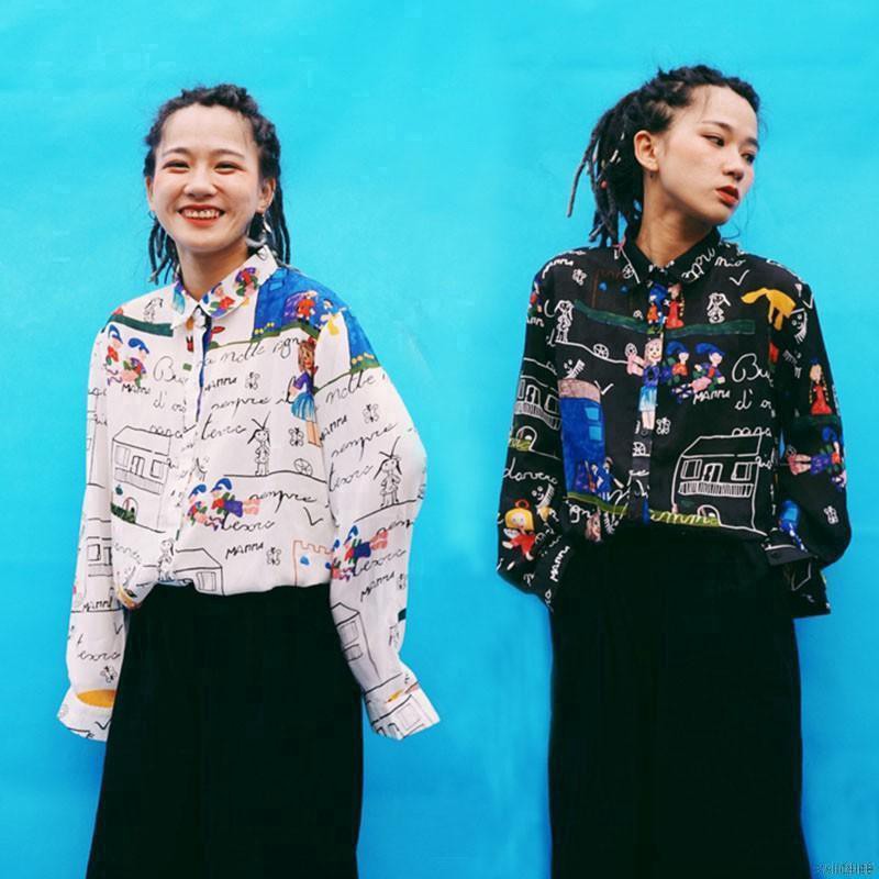 Áo Sơ Mi Nữ In Hình Hoạt Hình Thời Trang