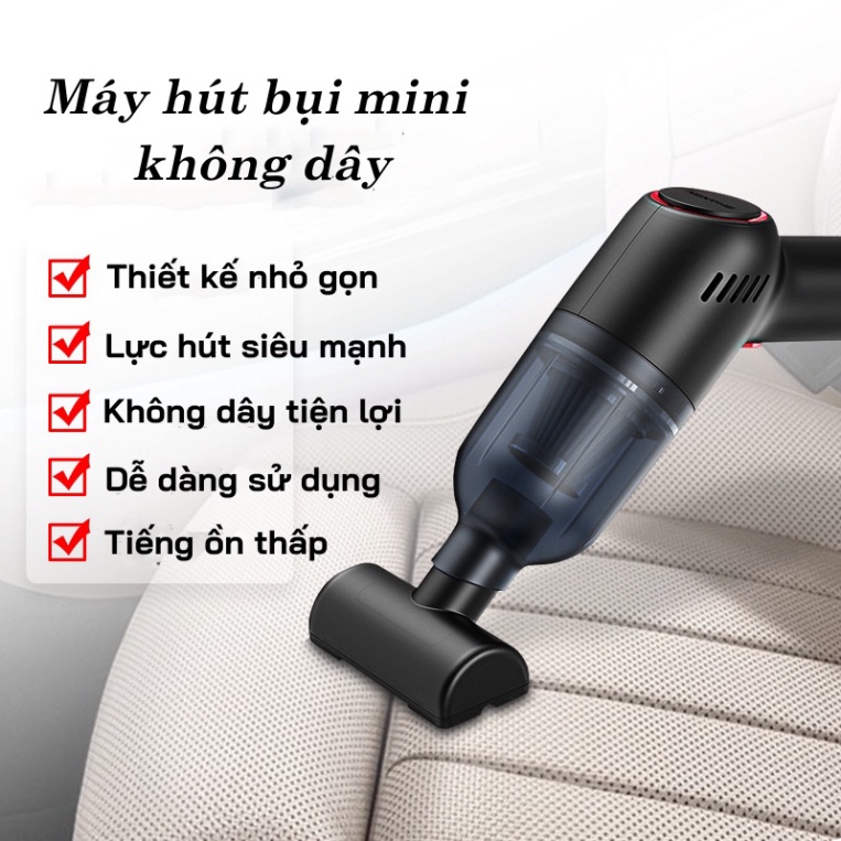 Máy Hút Bụi Cầm Tay Mini Không Dây Fujiwaga, Hút Bụi Giường, Thảm, Sofa, Ô Tô, Lông Thú Cưng (BẢN MỚI NHẤT SẠC ĐIỆN)