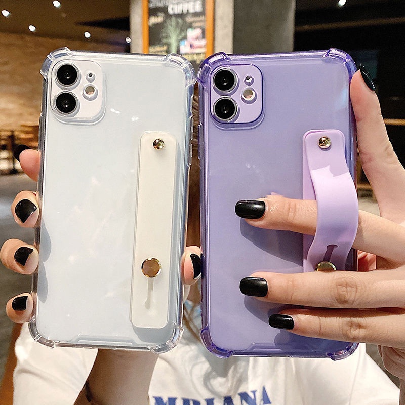 Ốp Điện Thoại Mềm Trong Suốt Màu Dạ Quang Có Dây Vòng Tay Cho iPhone 13 12 Pro Max 13Pro 12 Mini